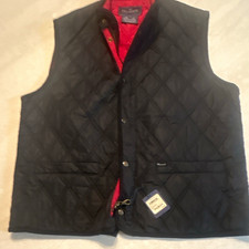 Faconnable Men’s Quilted Vest XL Black Button Stand-Up Collar.  New with tags. picture