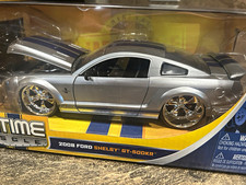 Jada Bigtime Muscle 2008 Ford Shelby GT-500KR 1:24 Diecast Silver/Blue NIB picture