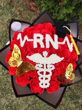 RN or BSN Graduation Bouquet Custom Med Grad Baby Breath Initial picture