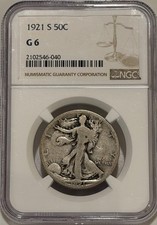 1921 S Walking Liberty Silver Half Dollar NGC G6 Tough Date Walker 548k Minted picture