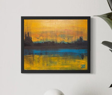 Original Abstract Landscape Acrylic Painting 20x16 On Canvas Jobu OOAK Cityscape picture