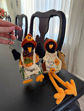 Russ Judy Lynn Collection Vintage Harvest Scarecrow & Pumpkin Doll Set 2 picture