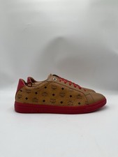 MCM Men’s Terrain Derby Visetos Logo Low Top Sneakers Cognac Leather Size 44 picture