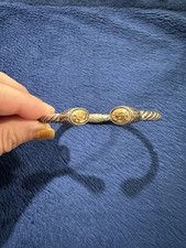 Janyl Adair Sherman Tip To Tip Cable Style 18k Yellow Gold 925 Bracelet, 7in picture