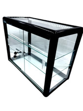 Elegant Black Aluminum Display Table Top Tempered Glass Showcase with LED Lights picture