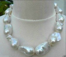 REAL HUGE 20-30MM NATURAL SOUTH SEA WHITE BAROQUE PEARL NECKLACE JEWELRY 18