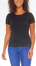 NWT DKNY Women's Short Sleeve Everyday T-Shirt Pure Black Size L $40 2HL110 picture
