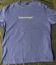 Balenciaga Men's Short Sleeve T-Shirt, Size Medium, Blue picture