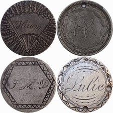 Love Token Lot 1867 Three Cent, Liberty Seated Dimes, Lulie, Hiram Fan Pictorial picture