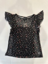 Bobeau Black Sheer Floral Blouse Layered Cami Top Women’s Small NWT picture