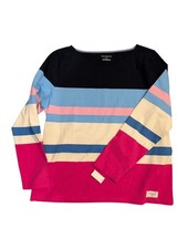 Talbots Authentic Tee XL NWT Multicolor Stripe 100% Cotton Boat Neck Top Coastal picture