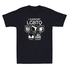 I Support LGBTQ Funny Drinking Adult Rude Stag Meme Joke Novelty Men's T-Shirt picture