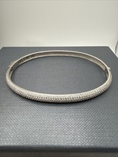 Absolute Sterling Silver 925 Pave Diamond Simulant Oval Bangle Bracelet picture