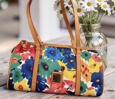 Dooney Bourke Somerset Watercolor Barrel Bag Red Yellow Blue Floral Bloom picture