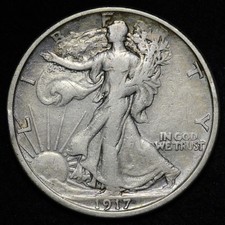 1917-S REVERSE Walking Liberty Silver Half Dollar XF+ E359 KYJCNM picture