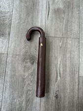 Vintage Mark Cross Luxury Leather Handle Umbrella w/ Matching Sleeve Lion Crest picture