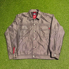 JNCO Men's Gray Y2K Jacket Logo Button Front Pockets Size M 36