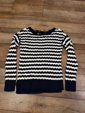 LOFT Ann Taylor Women's S Navy Cream Striped Knit Pullover Sweater  picture
