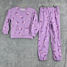 365 Kids Garanimals Girls Purple Butterfly Fleece Sweatshirt & Joggers Set 8 NWT picture