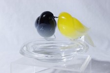 Vtg Italian Murano Glass Birds on Birdbath Dish Figurine Signed Pino Signoretto picture