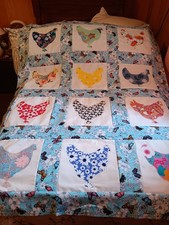 VERY PRETTY CHICKEN   APPLIQUED QUILT TOP 42X53 100% COTTON picture