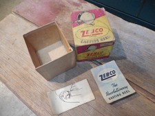 VINTAGE ZEBCO REVOLUTIONARY CASTING REEL BOX ONLY OLD FISHING PAPERS picture