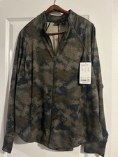 NWT Athleta Plus 2X Green Camo Salutation Jacket Zip Up Athletic Top picture