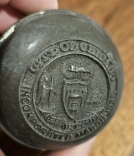 Antique Door Knob CITY of CHICAGO Illinois Building Incorporated City Hall 1885 picture