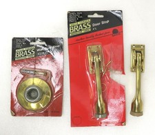 GATCO Solid Polished Brass Kick Down & Wall Door Stops 1980's picture