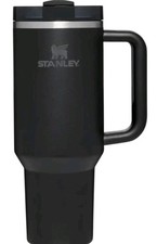 NWOT Stanley Quencher H2.0 Tumbler Straw Cup 40oz Black W/Steelers Cap picture