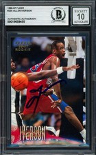 Allen Iverson Signed 1996-97 Fleer RC 235 Philadelphia 76ers Auto GM 10 Beckett picture