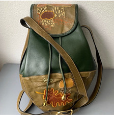 Authentic RARE 1970s Gucci Leather Green/Brown Mushroom Leaf Embroidery picture