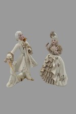 Vintage Florence Ceramics Marie Antoinette & Louis XVI Porcelain Figurine Pair – picture