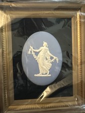 Wedgwood Blue Jasperware Dancing Hour Floral Girl Oval Medallion Plaque (c.1790) picture