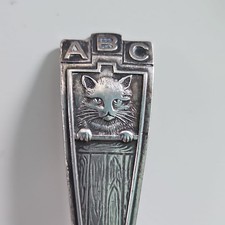 Vintage Webster Sterling Silver ABC  Cat Child's Fork 15 g picture