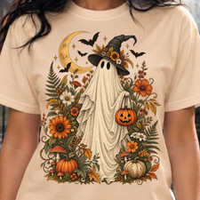 Vintage Ghost Halloween Shirt Witchy Botanical Fall Tee Comfort Colors 1717 picture