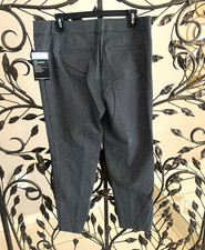 Liz Claiborne Women's Ankle Pants Tapered Flat Front Geometric Black White picture