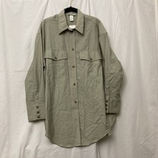 NWT H&M Women's Light Sage Oversize Button Up Shirt w/Pockets - SZ M picture