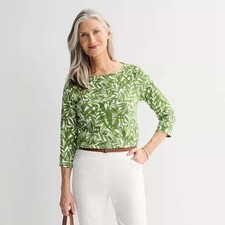 Croft & Barrow Green Leaf Boatneck Top – Size Large – NWT picture