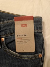 Levi's Men's 511 Slim Fit Stretch Blue Denim Jeans, Medium Wash, 5-Pocket picture