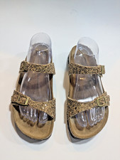Birkis by Birkenstock Women's Size 8 Slide Tahitian Gold Slide Beaded Sparkle picture