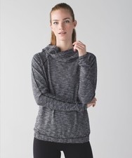 Lululemon Healthy Heart Cowl Neck Pullover Black White Size Women's Sz 10 Large picture