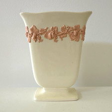 Vintage Wedgwood embossed Queensware rectangular vase picture