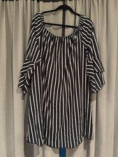Vibe Sportswear Off The Shoulder Dress Size 3X Black White Stripe Ruffle picture