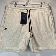 Fabletics The Go-To Short Mens Large Oatmeal Heather Fleece Zip Pockets NEW picture