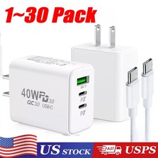 Dual PD 40W Fast Wall Charger Power Adapter For iPhone 17 Pro Max 15 13 Plus lot picture