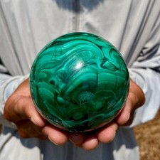 1.75LB Rare Natural Malachite quartz hand Carved sphere Crystal Healing Gem ball picture