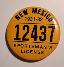 New Mexico 1931-32 Fishing Sportsman's License Pinback Button Vintage picture