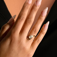 1.50Ct Pear Moissanite Unique Modern Solitaire Women's Ring 14k Yellow Gold Over picture