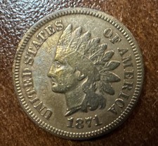 1871 INDIAN HEAD CENT ~ BEAUTIFULLY TONED PENNY ~ 1c COIN ~ picture